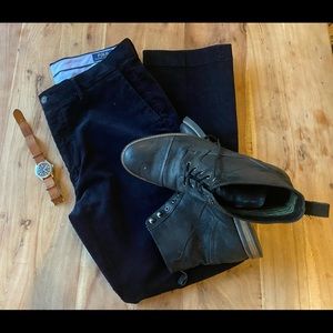 Men’s Navy Blue Corduroy Pants Stretch Classic Fit